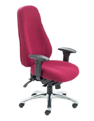 Fully adjustable high back heavy duty operator chair with arms and headrest