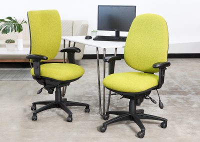 Fully adjustable heavy duty operators chairs with arm rests and optional rounded or square shaped back