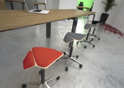 Photograph of three contemporary stools with no seat backs