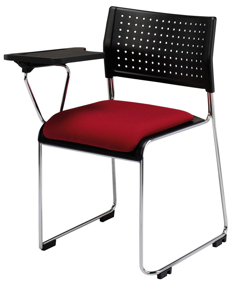Meeting Seating Slide In Photograph of three Rockit stools set at different heights, one red, one black and one white