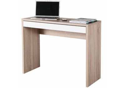 Small wood effect home office desk with under desk drawer