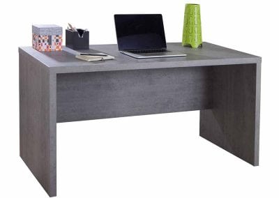 Grey wood effect home office desk with modesty panel