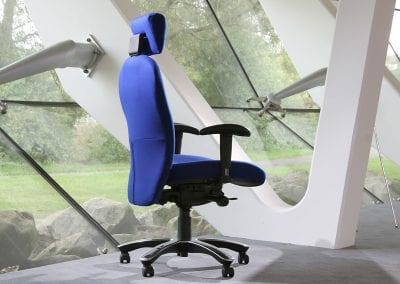 Fully adjustable high back heavy duty operator chair with arm rests and headrest