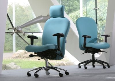 Fully adjustable high back heavy duty operators chair with arm rests and optional headrest