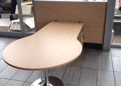 Bespoke desk and meeting table combination with integrated 2 drawer pedestal unit