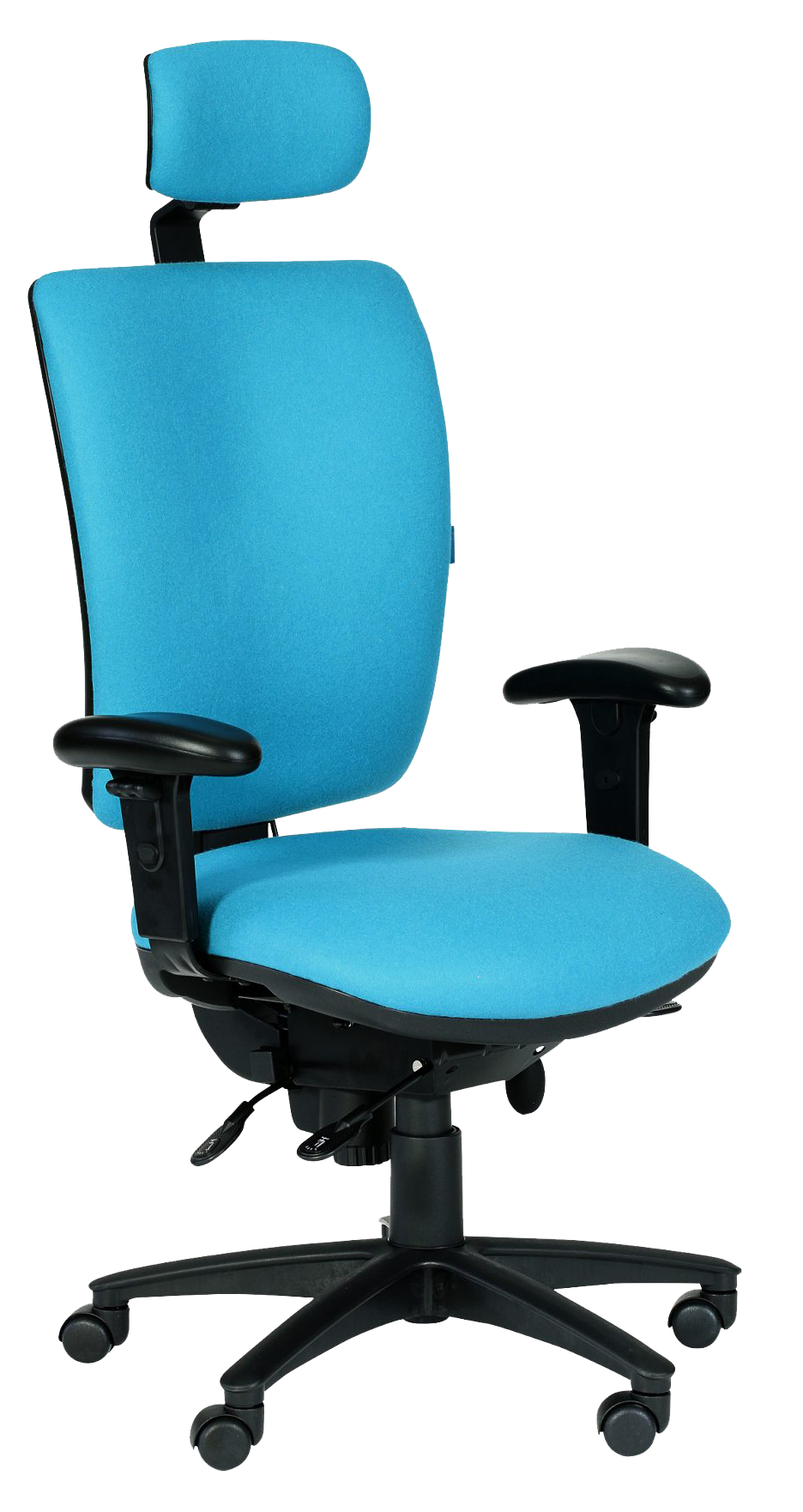 Photograph of the Tick 24 Hour chair with light blue fabric