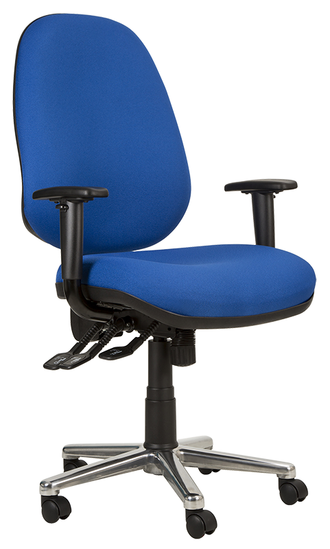 Photograph of the Tick Bariatric chair with blue fabric