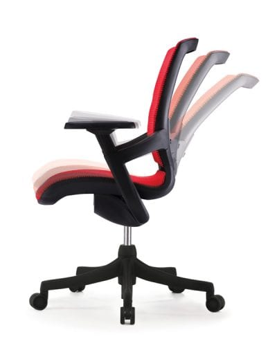 Side profile photograph showing the reclining positions of a multi adjustable operators chair