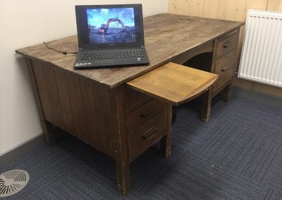 Vintage look bespoke wooden desk with double pedestal draw units
