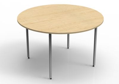 Round wood veneer meeting table with metal legs