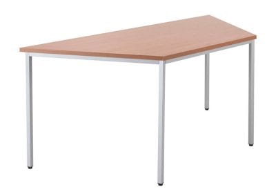 Single wood veneer angular meeting table with metal legs