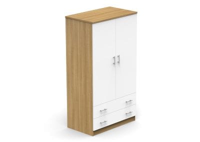Residential education wardrobe with double doors and two bottom drawers