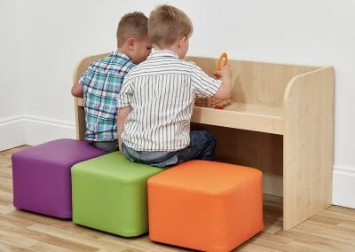 Early Years Nursery multi coloured stools and work bench