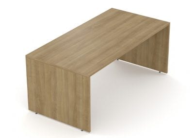 Wood veneer office table with full wood veneer leg sections