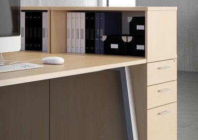 Linnea filing unit mounted on top of a standard pedestal unit for storing document folders