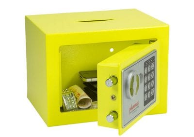 Small electronic combination personal safe for valuable items such as watches, money, phones and travel documents