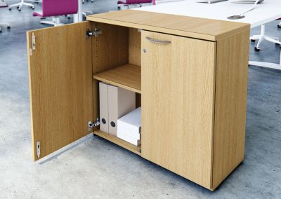 Locking 2 door wood veener storage cabinet with height adjustable shelf