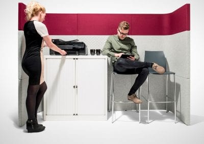 Fabric covered floor standing meeting and breakout screens