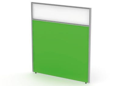 Floor standing fabric divider screens with opaque top panel