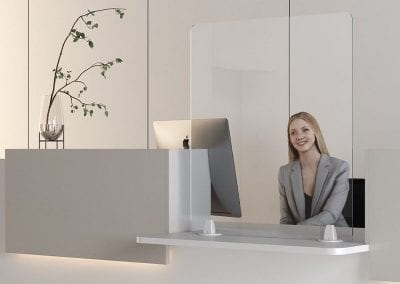 Easy fit hygienic protection screens for reception desks
