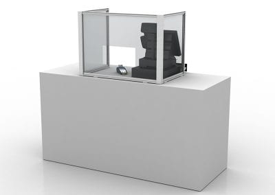 Hygienic protection screen with transaction window for sales counters
