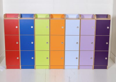 Colour coded storage lockers for schools and education environments